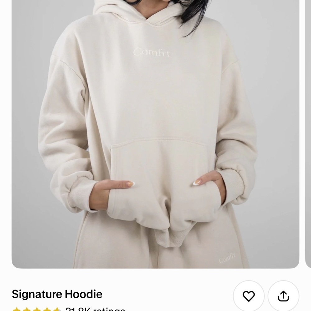 Comfrt - Signature Sweatpants and Hoodie in Bone - Picture 2 of 6